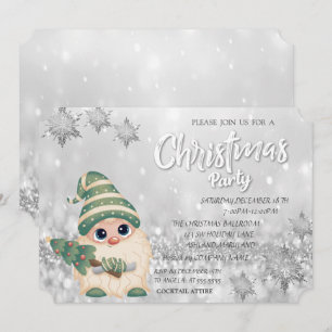 Invitation Fête de Noël d'entreprise Bokeh Gnome PinTree
