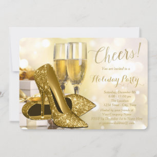 Invitation Fête de Noël d'entreprise Champagne Talons Hauts D