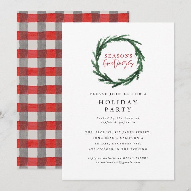 Invitation Fête de Noël d'entreprise de Joyeuses Fêtes (Devant / Derrière)