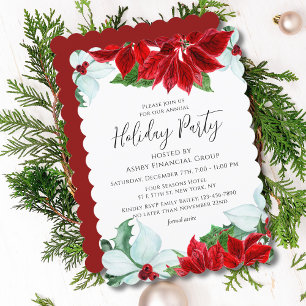 Invitation Fête de Noël d'entreprise élégante avec Poinsettia