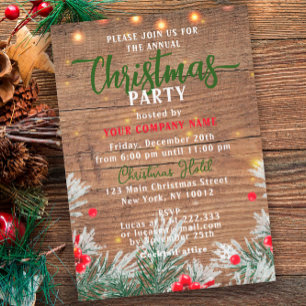 Invitation Fête de Noël d'entreprise en bois de grange rustiq