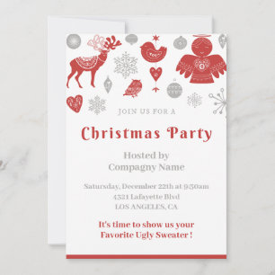 Invitation Fête de Noël d'entreprise  Gris nordique classique
