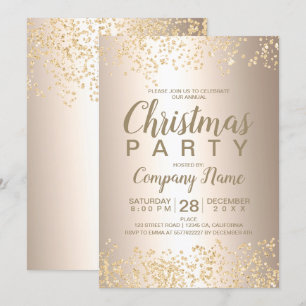 Invitation Fête de Noël d'entreprise métallique Gold parties 