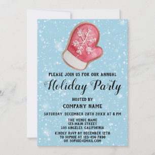 Invitation Fête de Noël d'entreprise Mitten Rouge & Blanc Nei