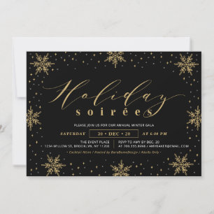 Invitation Fête de Noël d'entreprise Or & Noir