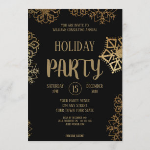 Invitation Fête de Noël d'entreprise    Paillettes noires et 