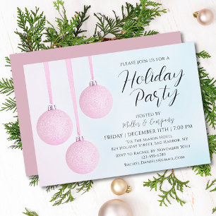 Invitation Fête de Noël d'entreprise Pink Baubles