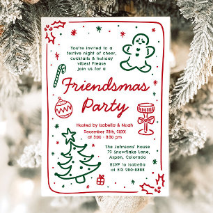 Invitation Fête de Noël des amis de Noël à la main fantaisie