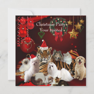 Invitation Fête de Noël des animaux de compagnie Xmas Tigre C