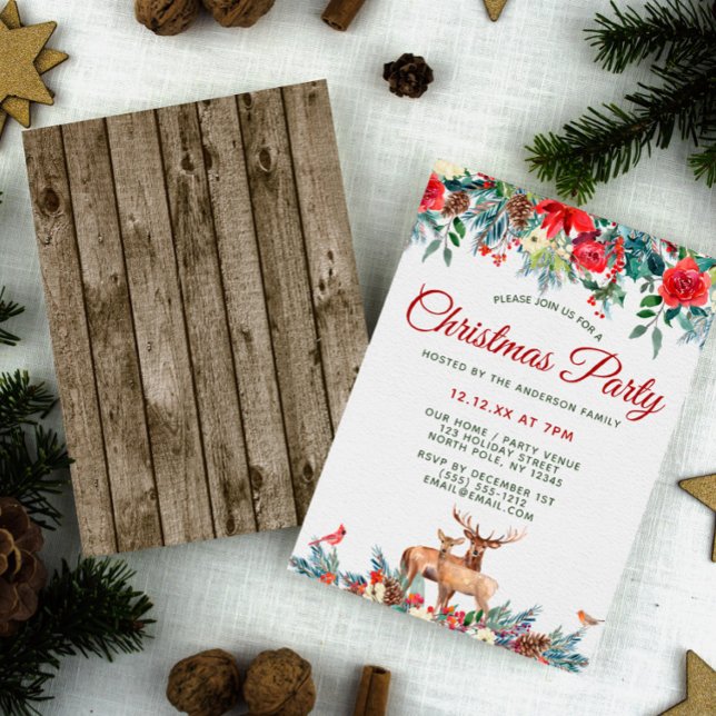 Invitation Fête de Noël des animaux de la forêt boisée (Créateur téléchargé)