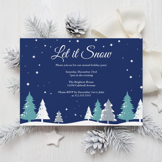 Invitation Fête de Noël des arbres d'hiver de neige (Créateur téléchargé)