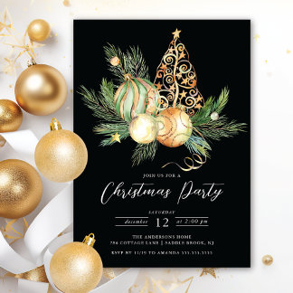 Invitation Fête de Noël des arbres d'or