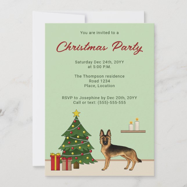 Invitation Fête de Noël des bergers allemands noirs et bronzé (Devant)