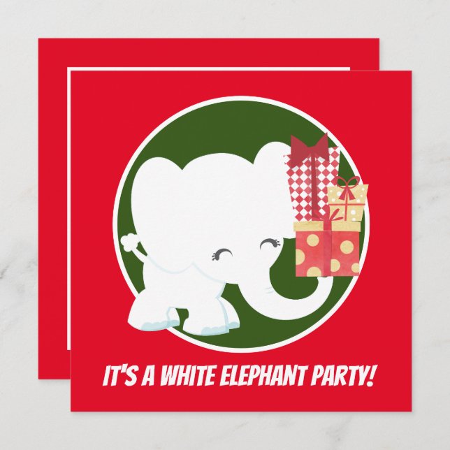 Invitation Fête de Noël des éléphants blancs (Devant / Derrière)