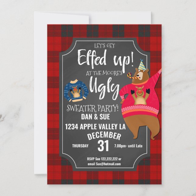 Invitation fête de Noël des elfes (Devant)