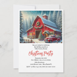 Invitation Fête de Noël des fermiers et camions rouges