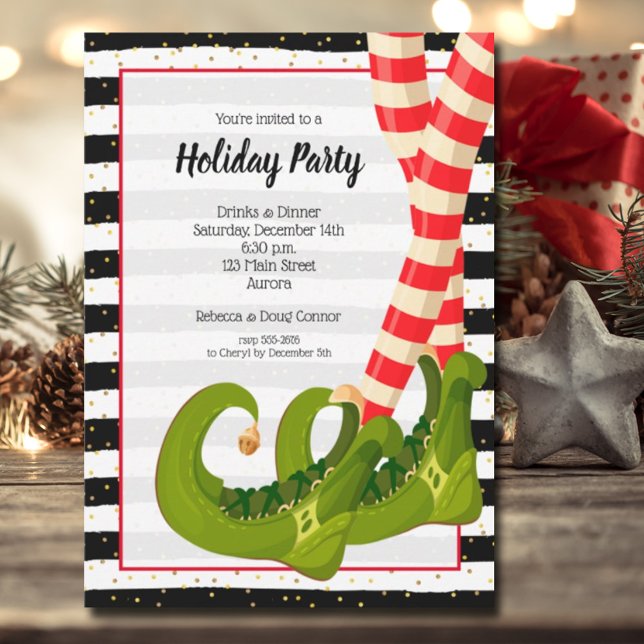 Invitation Fête de Noël des Jambes d'elfes Whimsical (Whimsical Elf Legs Holiday Christmas Party Invitations)