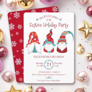 Invitation Fête de Noël des lutins, mignonne, amusante et fes