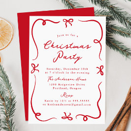 Invitation Fête de Noël des vaches rouges à main fantaisie