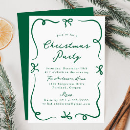 Invitation Fête de Noël des vaches vertes à main fantaisie