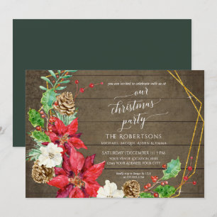 Invitation Fête de Noël d'hiver Croissant Floral Wreath Wood