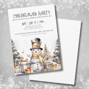 Invitation Fête de Noël d'hiver festive noir blanc