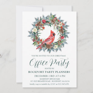 Invitation Fête de Noël du cardinal rouge Wreath