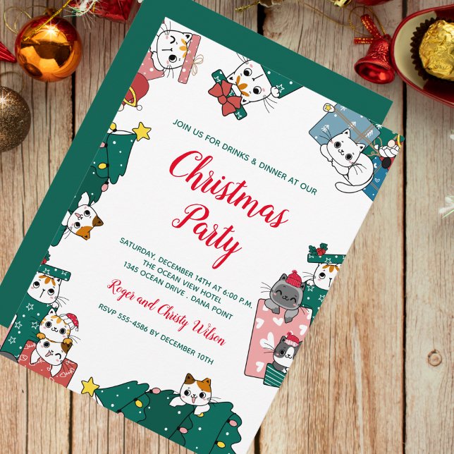 Invitation Fête de Noël du chat (Créateur téléchargé)