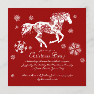 Invitation Fête de Noël du Cheval Rouge et Blanc