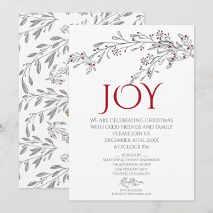 Invitation Fête de Noël du Doodle Mistletoe à main moderne