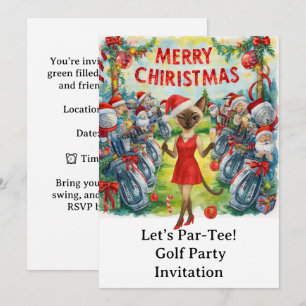 Invitation Fête de Noël du golf sur la mise en vert