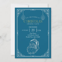 Fête de Noël du Père Noël vintage, Bleu et Blanc