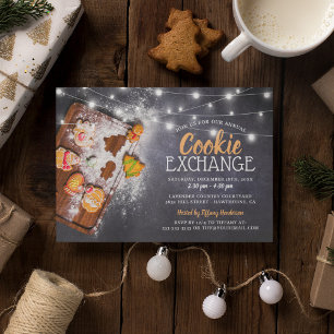 Invitation Fête de Noël : échange de biscuits rustiques
