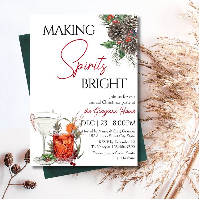 Invitation Fête de Noël Editable Cocktail (Créateur téléchargé)