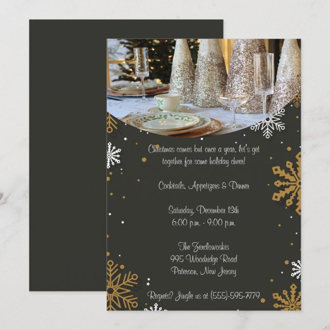 Invitation Fête de Noël élégante (Devant / Derrière)