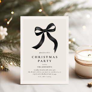 Invitation Fête de Noël élégante à nœud noir