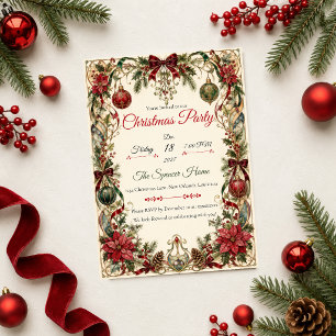 Invitation Fête de Noël élégante Art Nouveau