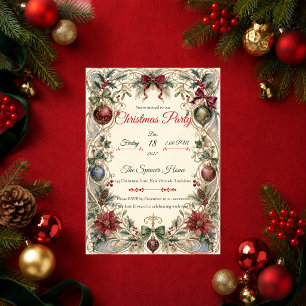 Invitation Fête de Noël élégante Art Nouveau