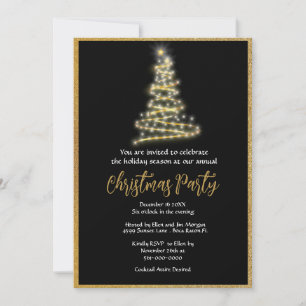 Invitation Fête de Noël élégante avec paillettes dorées 