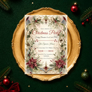 Invitation Fête de Noël Élégante Botanique