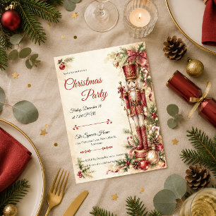 Invitation Fête de Noël Élégante Casse-Noisette