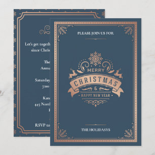 Invitation Fête de Noël élégante de style Vintage