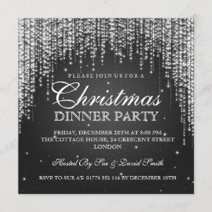 Invitation Fête de Noël Elégante et éblouissante Noire