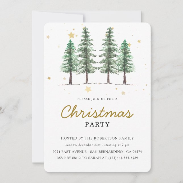 Invitation Fête de Noël élégante et personnalisée (Devant)