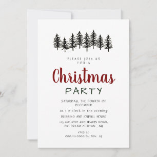 Invitation Fête de Noël élégante moderne en forêt de pins
