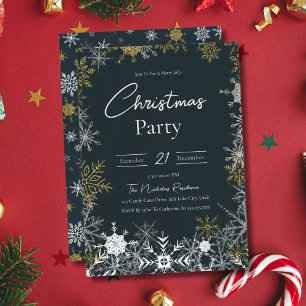 Invitation Fête de Noël élégante moderne flocon de neige mari