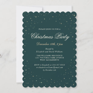 Invitation Fête de Noël élégante sous les étoiles en vert de