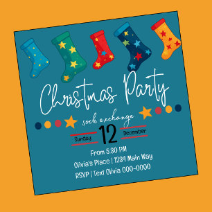 Invitation Fête de Noël en bleu