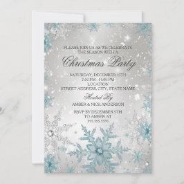 Invitation Fête de Noël en cristal bleu et argent