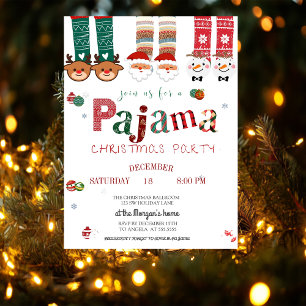 Invitation Fête de Noël en pyjama mignon